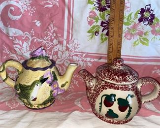 2 Smaller decorative teapots unmarked $8.00 for both 