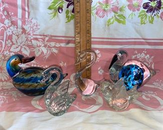 5 Glass Paperweights Birds and Ducks $26.00 all 