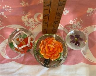3 Floral Paperweights $19.00 for the three