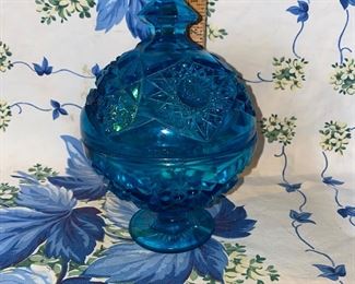 7 inches Tall Blue Compote Glass $10.00