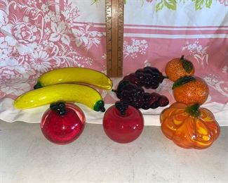 9 Glass Fruit Pieces $10.00