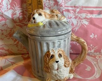 Dog Teapot (Front dog has chipping on top of head) $3.00