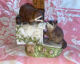 1987 Homco Materpiece Porcelain Raccoons $5.00