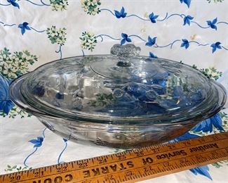 Covered Glass Serving Bowl 12 inch long $8.00