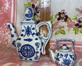 2 Blue and White Teapots $12.00 for both 