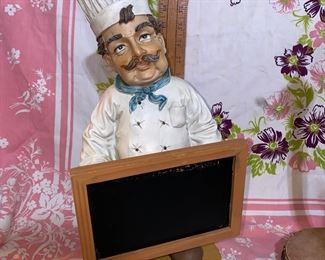 18 Inch Tall Chef Holding Chalk Board $10.00
