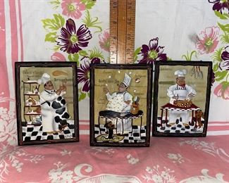 3 Six Inch Chef Wall Plaques $12.00