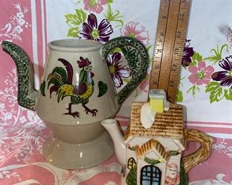Rooster Teapot, missing top and House Teapot $10.00 for both 