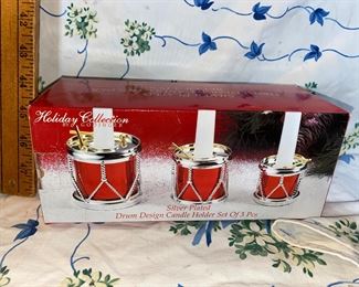 Godinger Holiday Collection Drum Candle Holders Silver Plated $8.00