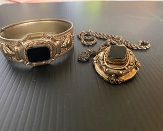 Black Stone Bracelet and Necklace $10.00
