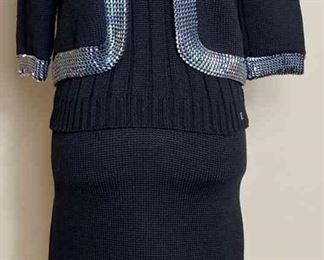 CHANEL 99A Jumper Cardigan Top Twin Set with Matching Skirt