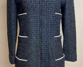 CHANEL Ad Campaign WhiteTrimmed SixPocket Black Boucle Jacket