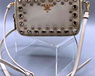 Prada Saffiano Studded Crossbody