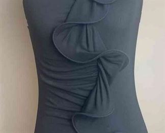 Armani Collezioni Black Ruffle Front Tank