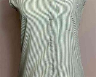 CHANEL 99P 38 CC Logos Button Stripe Sleeveless Shirt