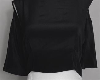 CHANEL Black Silk Wrap Cape Blouse