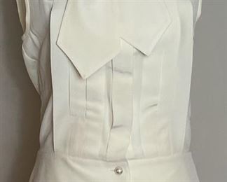 CHANEL Cream Silk Blouse