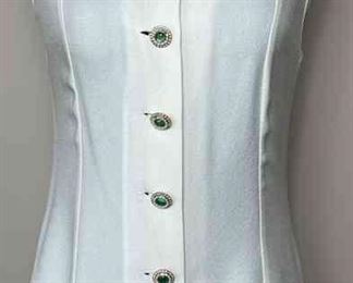 CHANEL Cream Sleeveless Silk Blouse