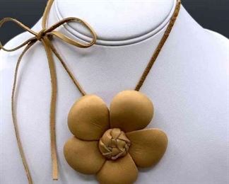 CHANEL Leather Flower Choker
