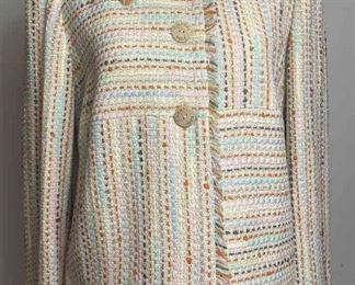 CHANEL Multi Coloured ThreeQuarter Sleeves Tweed Jacket