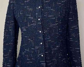 CHANEL Navy Blue Tweed Jacket
