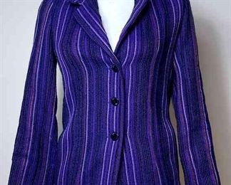 CHANEL Purple Wool Stripe Blazer
