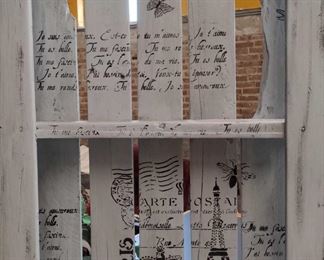 Stenciled Pallet Curio Shelf