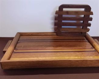 Inlay Wood Serving Tray Trivet