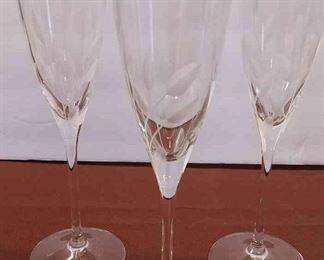 3 Glass Flutes And 1 Glass Candybowl