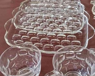2 Different Sets Of Glass Luncheon Tray Cups