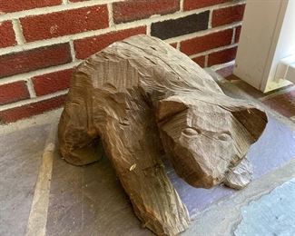 Carved Wooden Bear by Rodney Richard whose works have been in the Smithsonian.  He also started the Maine Forestry Museum in Rangley Maine.