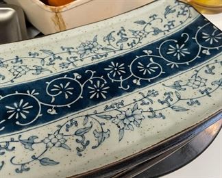 Set of 3 Japanese Sushi Plates with Laurel/Floral Design