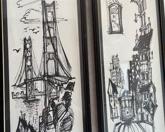 Lithographs - Golden Gate & San Francisco Trolley by John Friedman 