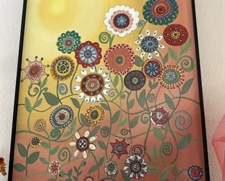 Framed Floral Design Stretch Canvas Print