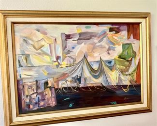 Abstract Oil Painting of Seascape by A. Blunt
