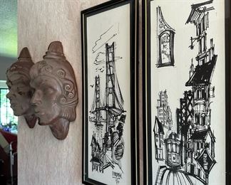 Lithographs - Golden Gate & San Francisco Trolley by John Friedman 