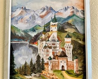Framed Oil Painting of Neuschwanstein Castle