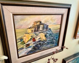 Pueblo Desert Oil Painting by A. Blunt