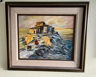 Pueblo Desert Oil Painting by A. Blunt