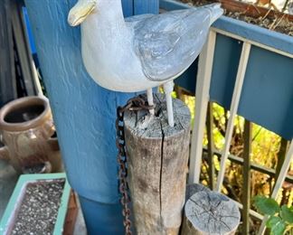 Wood Carved & Painted Seagull Statue
