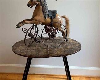 Antique Horse Tricycle And Table