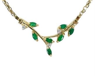 Lot 004   19 Bid(s)
Emerald and Diamond 14 K Gold Necklace
