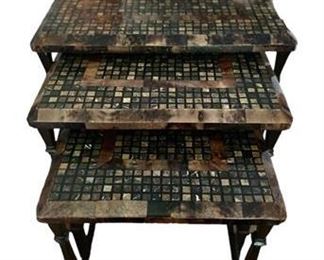 Lot 099   1 Bid(s)
Faux Tortoise Shell Mosaic Nesting Side Tables