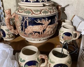 Absolutely gorgeous German punchbowl and glass set