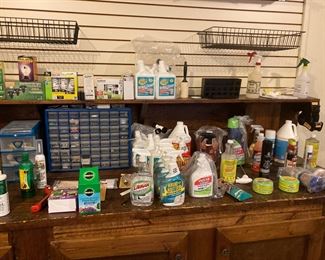 Cleaning and pest control products (many never used or opened)
