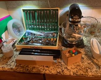 Sterling silver flatware and Kitchen Aid mixer 5.5 qt