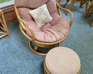 Rattan Chair and Footstool 