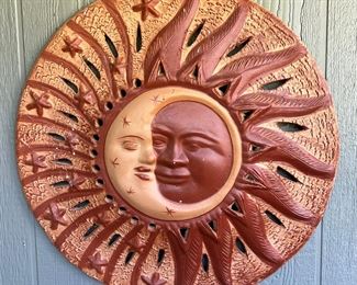 26" Pottery Outdoor Sun Face