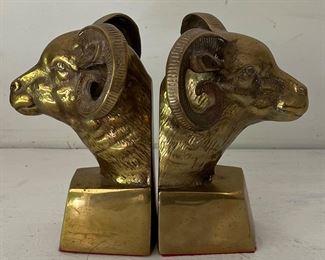 Pair Of Solid Brass Made In Korea Ram Book Ends