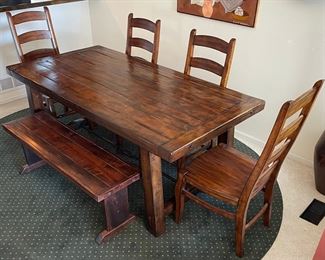 Pottery Barn Benchwright Wynn Dining Room Table With 4 Chairs And Bench